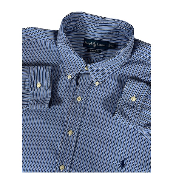 Polo Ralph Lauren Classic Fit L/S Button Dwn  Shirt Blue Striped Men's 3XLT Tall - Picture 1 of 8